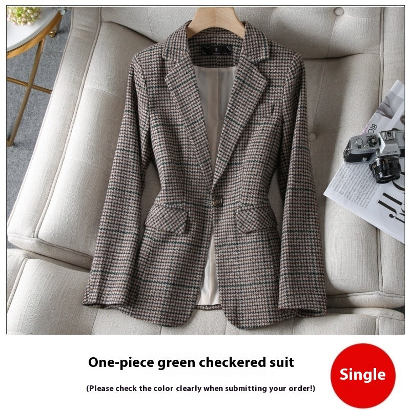 Women's Korean-style Houndstooth Suit Jacket