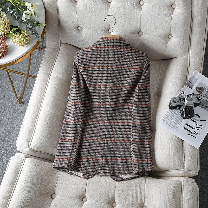 Women's Korean-style Houndstooth Suit Jacket