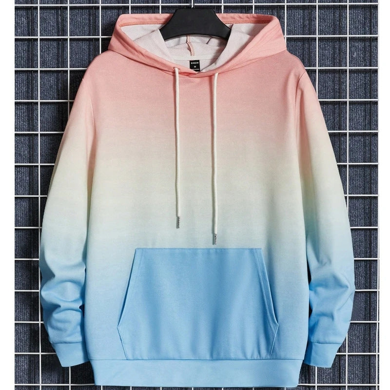 Men's Fashion Long Sleeve Sweatshirt 3D Gradient Printing Hoodie Simple Autumn Leisure Daily